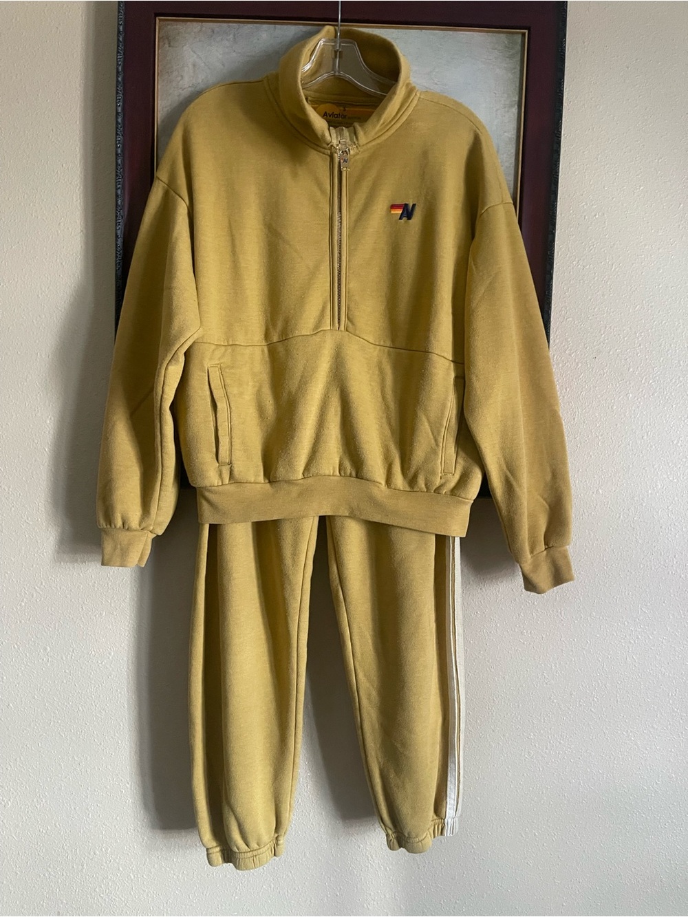 Aviator nationYellow Two-Piece Fleece Tracksuit with Half-Zip Pullover